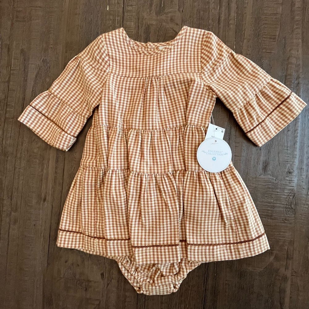 New With Tags Edgehill Collection Girls 9m Fall Plaid Dress with Bloomers